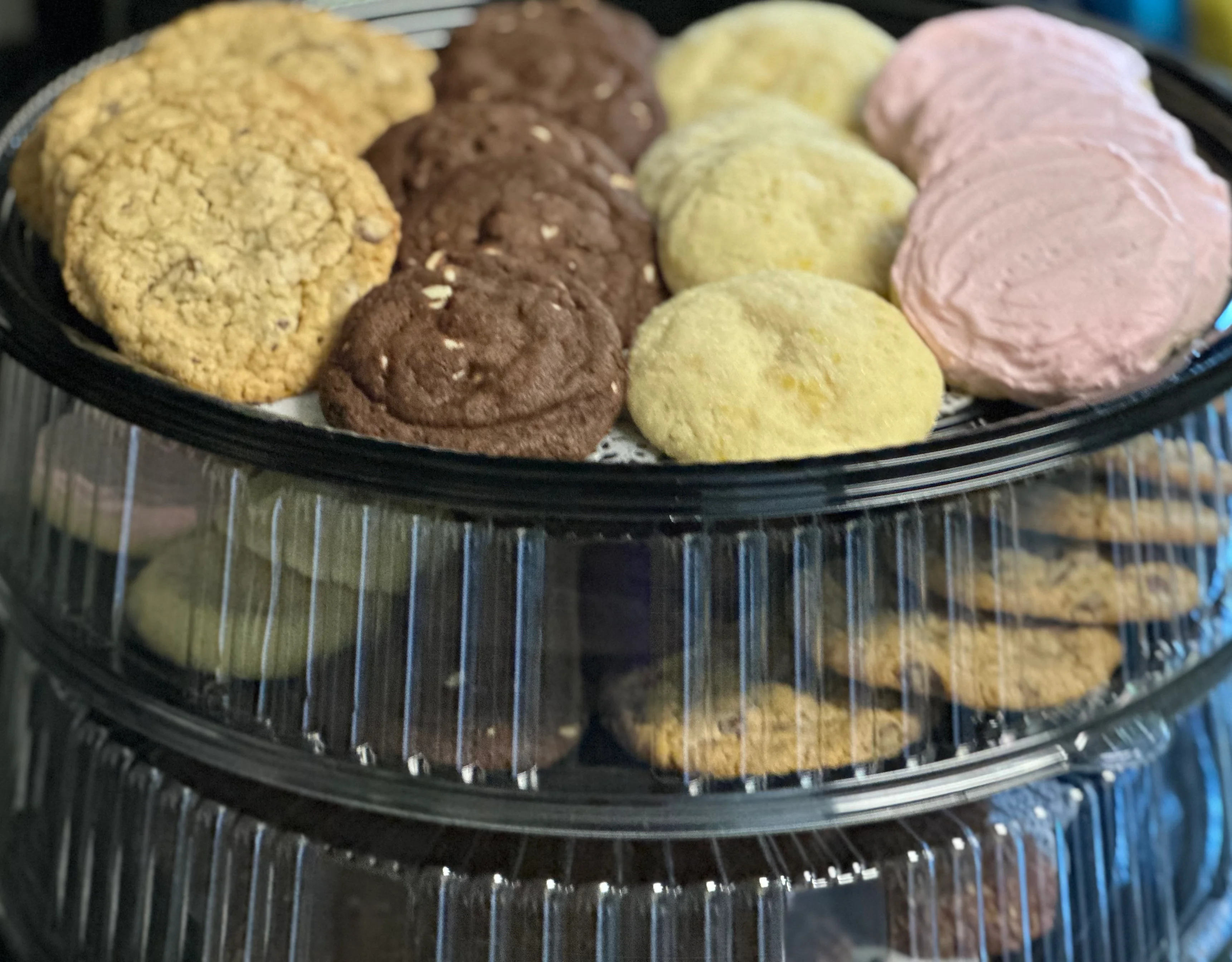 Assorted cookies including chocolate and frosted varieties