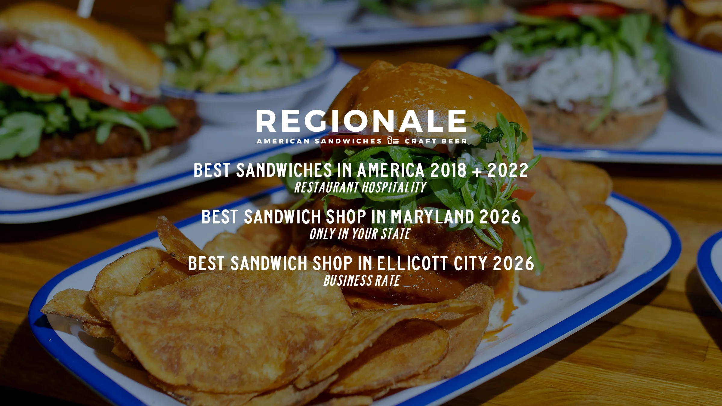 Regionale Best Sandwiches in America 2018 + 2022, Restaurant Hospitality; Best Sandwich Shop in Maryland 2026, Only In Your State; Best Sandwich Shop in Ellicott City 2026, Business Rate