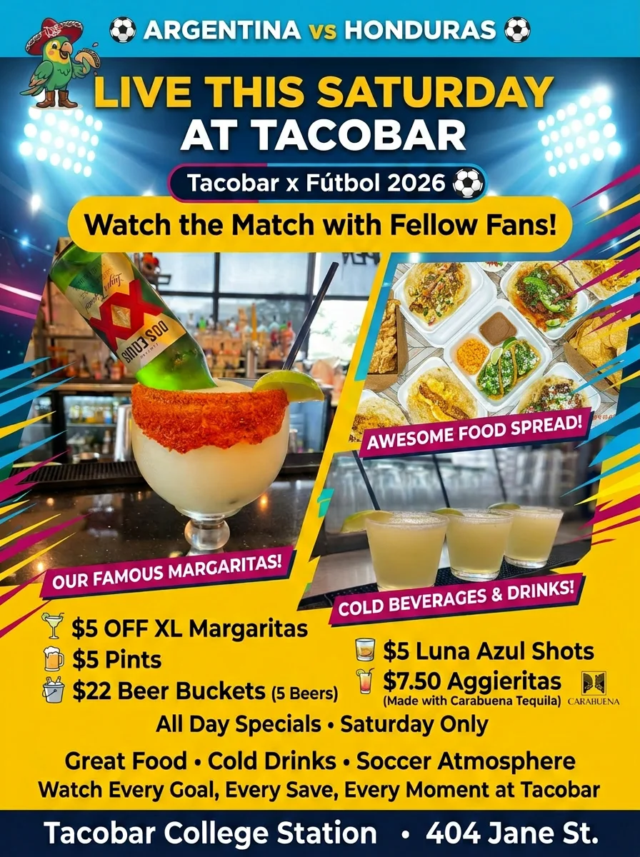 Exciting soccer match viewing at Tacobar with drinks and food specials