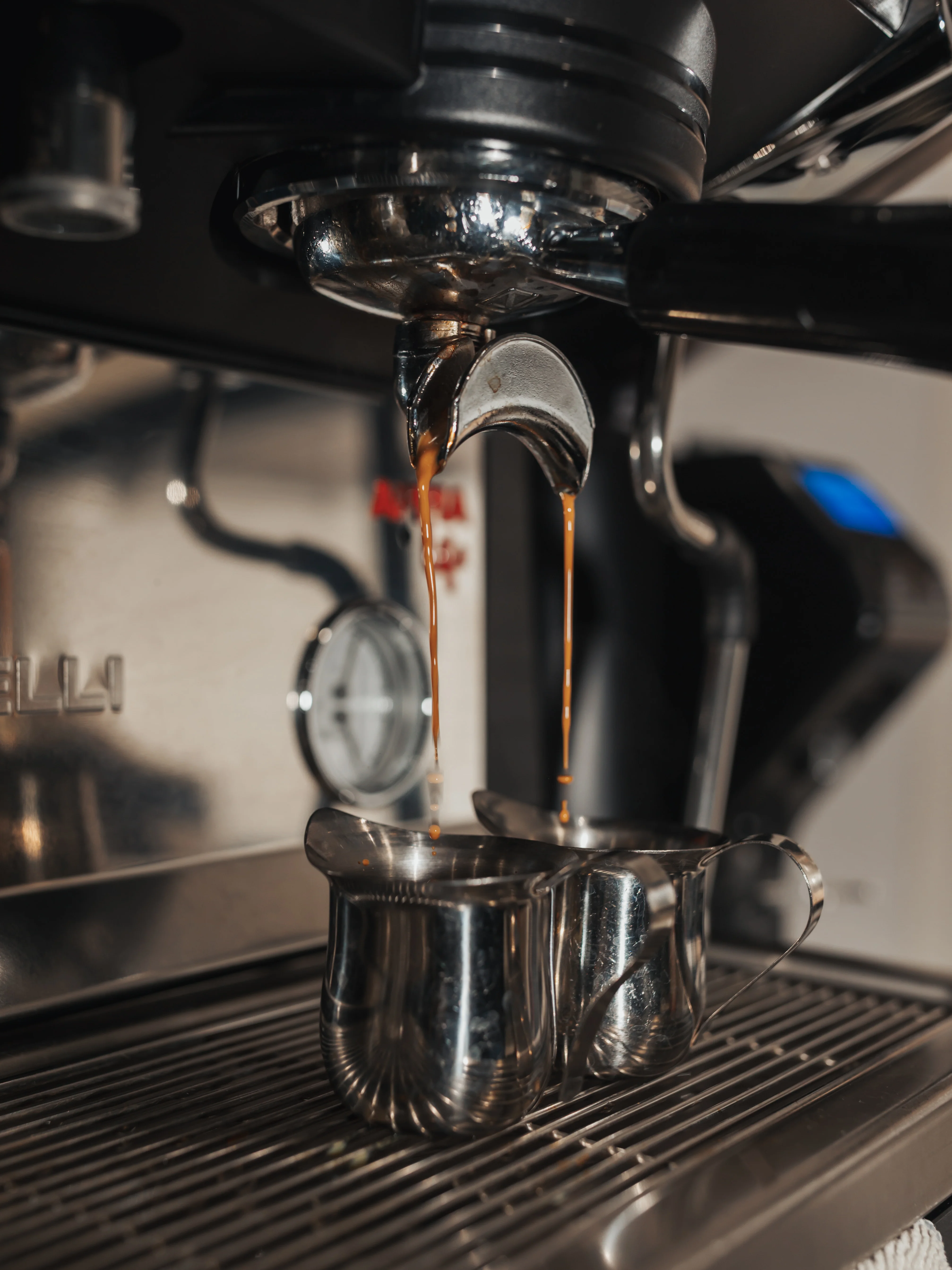 Barista pulling espresso shot at Revival Coffee mobile café