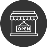 Illustration of a restaurant storefront with an open sign