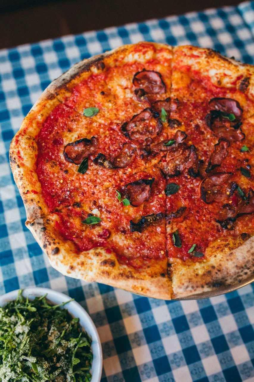 Margherita pizza with crispy crust and fresh basil