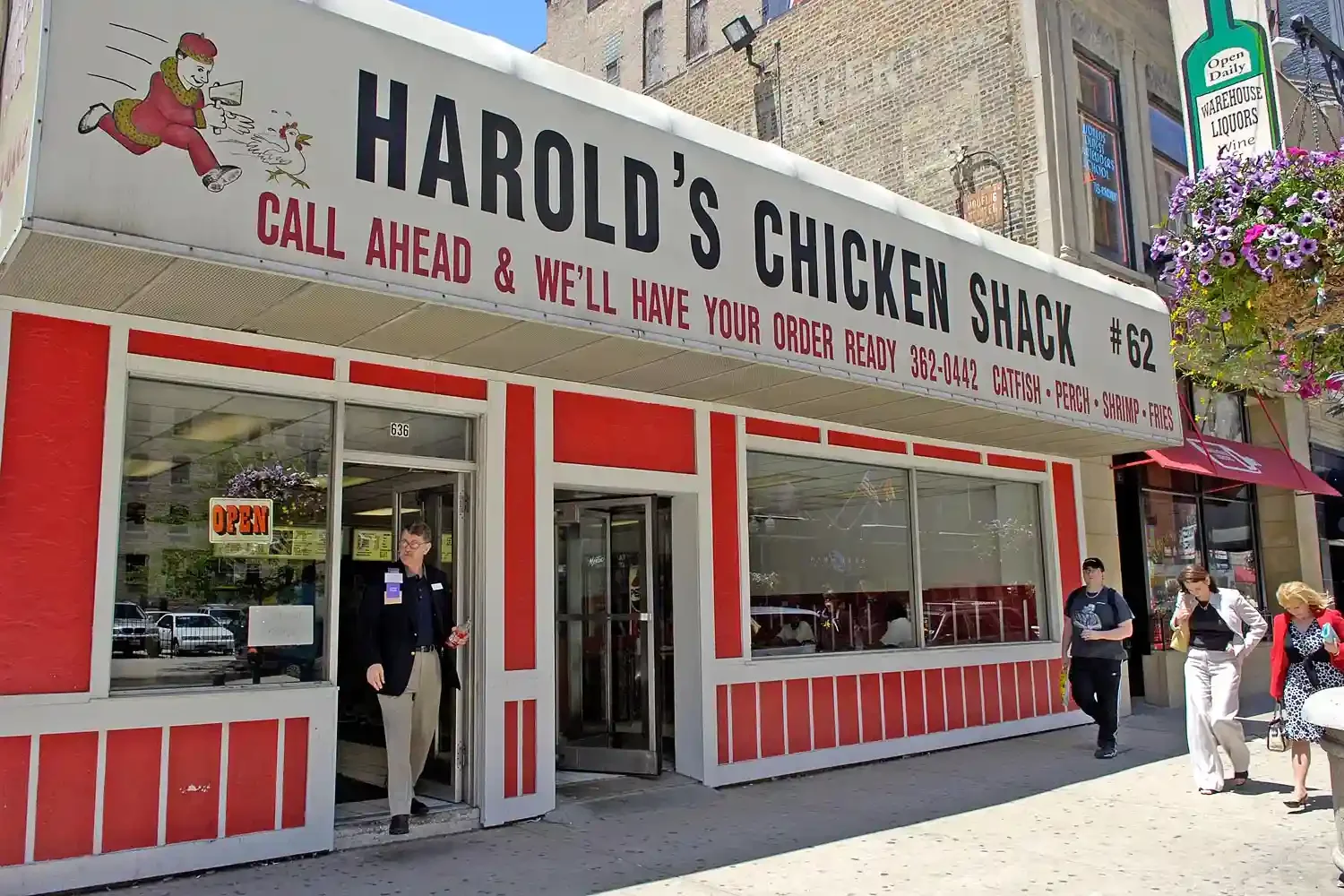 Harold's Chicken Shack exterior with vibrant signage