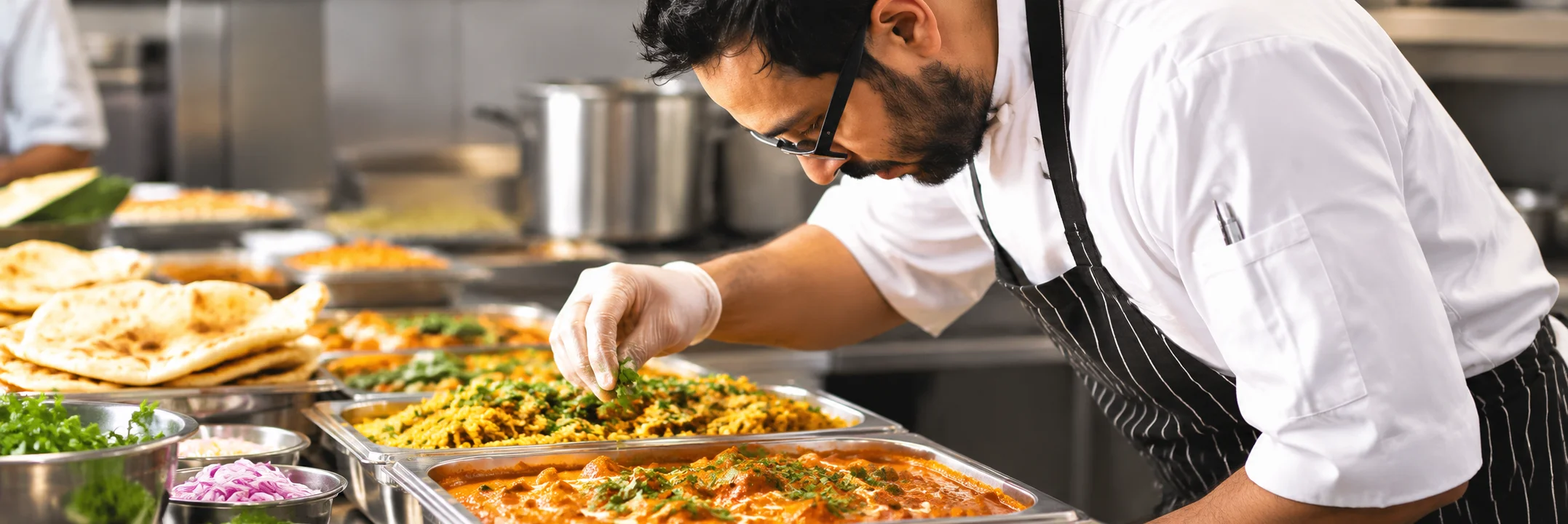 A restaurant chef preparing a dish
