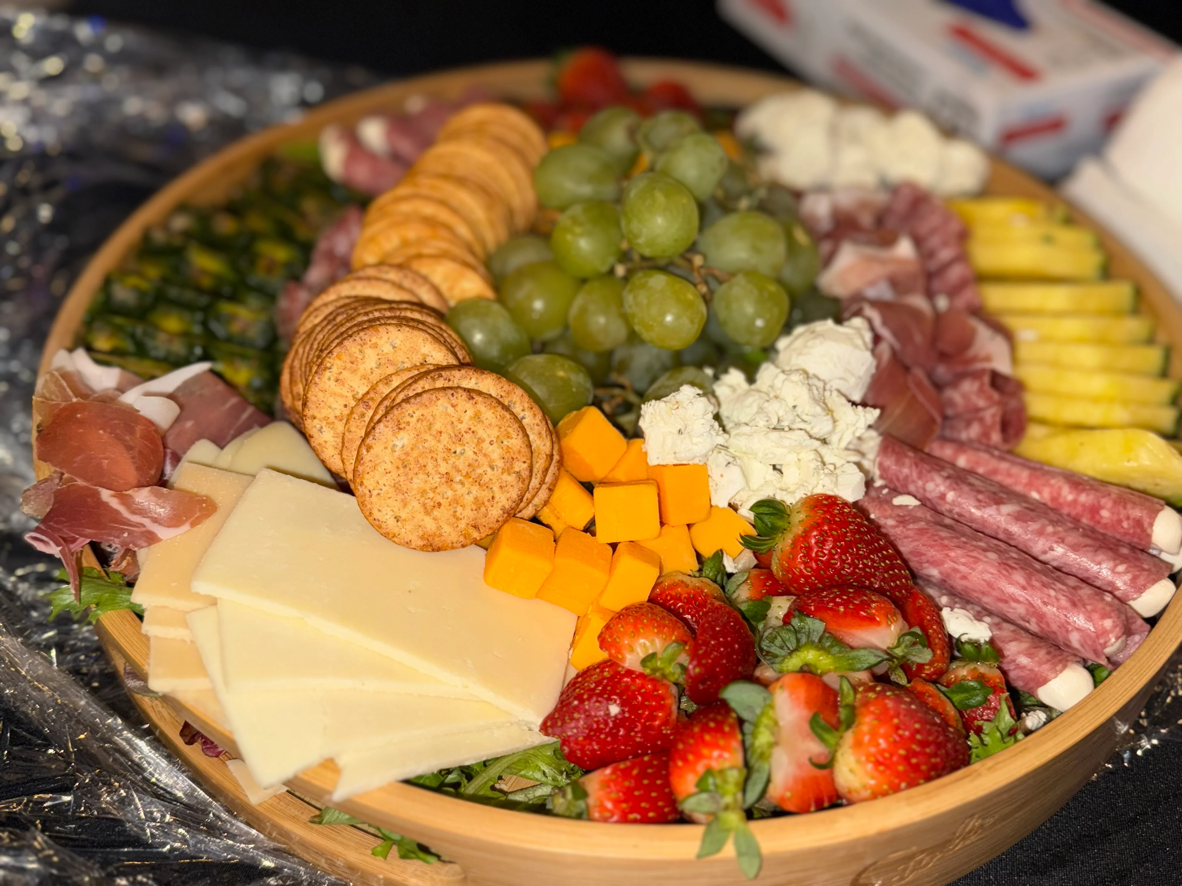 Artisan charcuterie board with assorted meats and cheeses