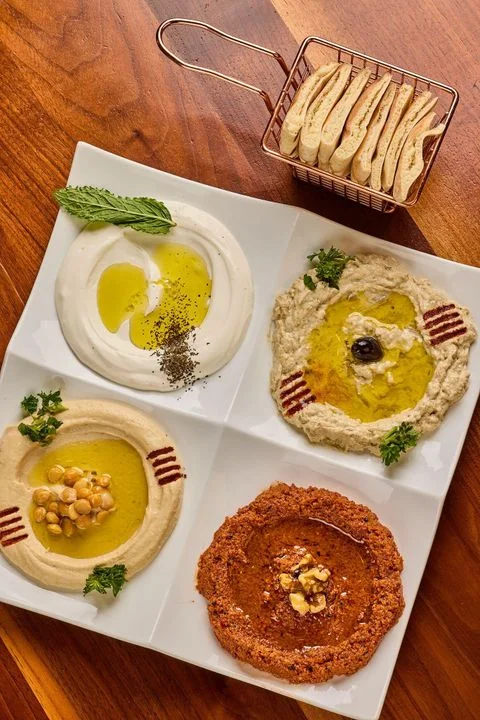 Sufrat dips sampler- A selection of signature house-made dips.