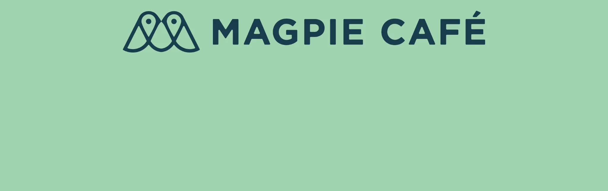 Logo of Magpie Café on a mint green background