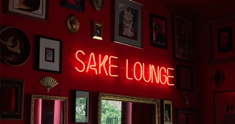 Interior view of Sake Lounge with modern decor and seating