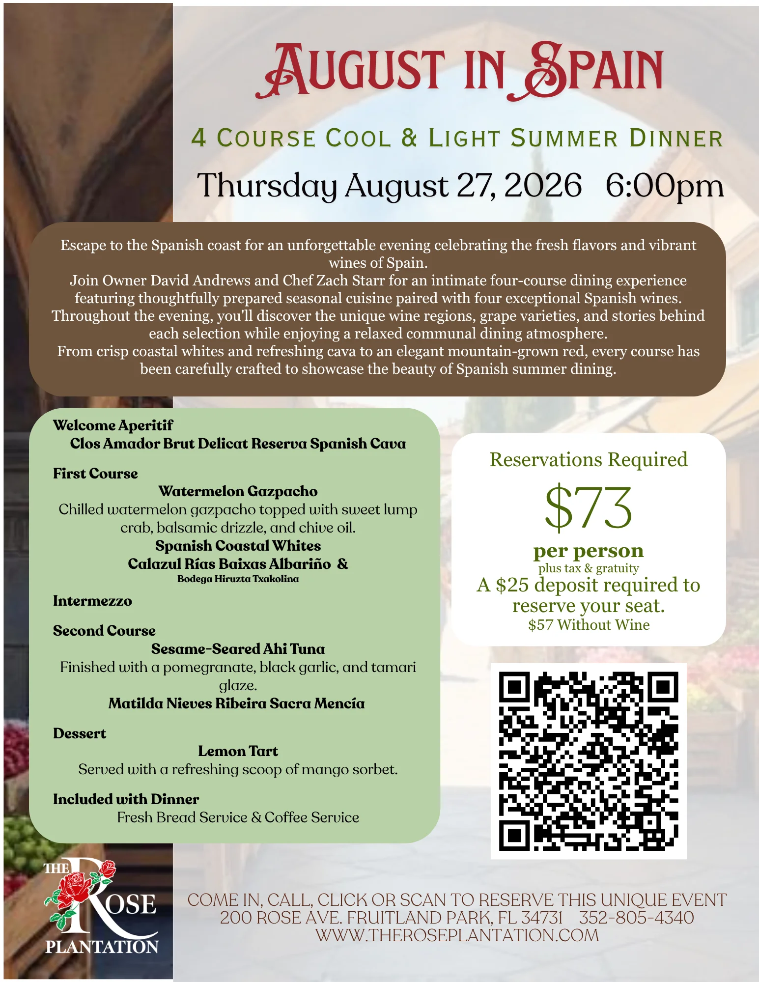 August In Spain Wine Dinner