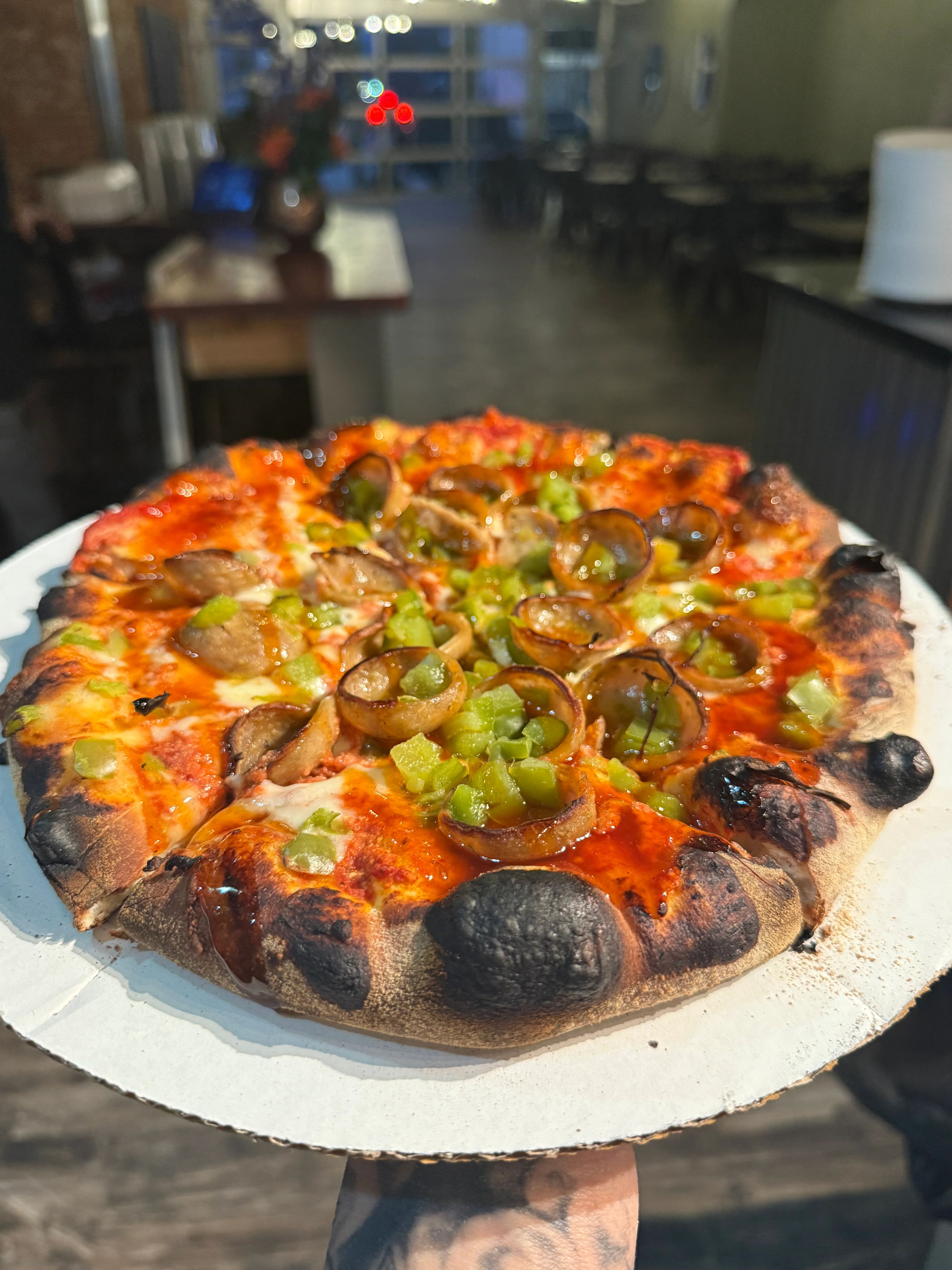 Spicy jalapeño pizza with vibrant toppings