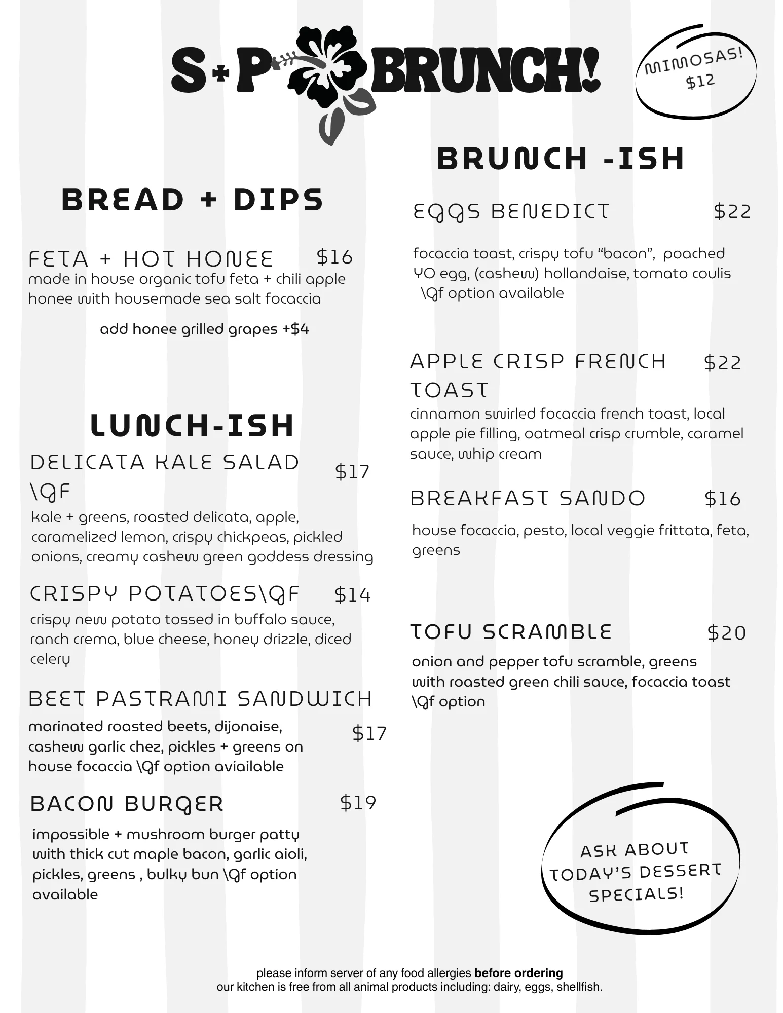 sample brunch menu