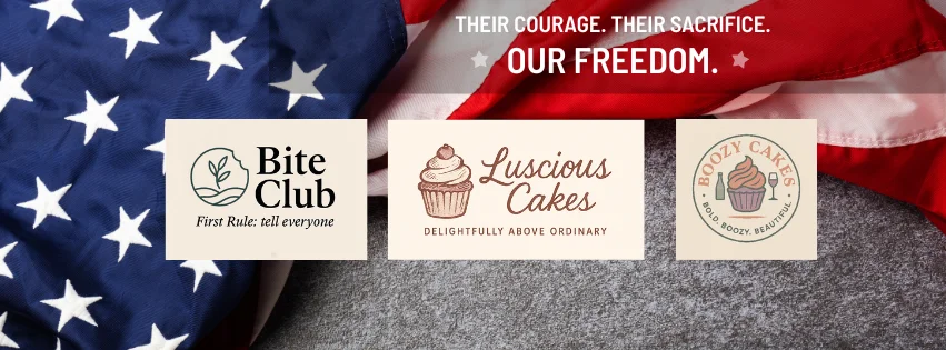 Promotional image featuring Bite Club and Luscious Cakes logos with American flag backdrop