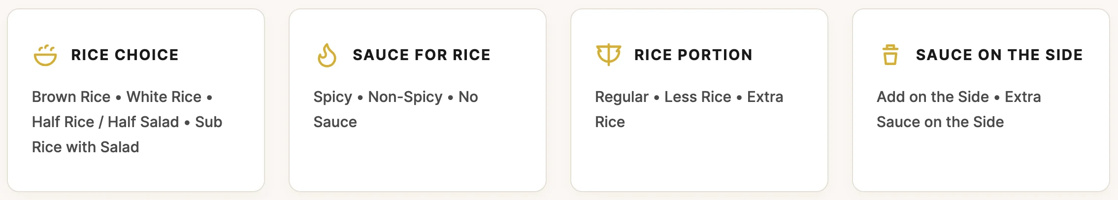 Customizable rice bowl options for a flavorful meal