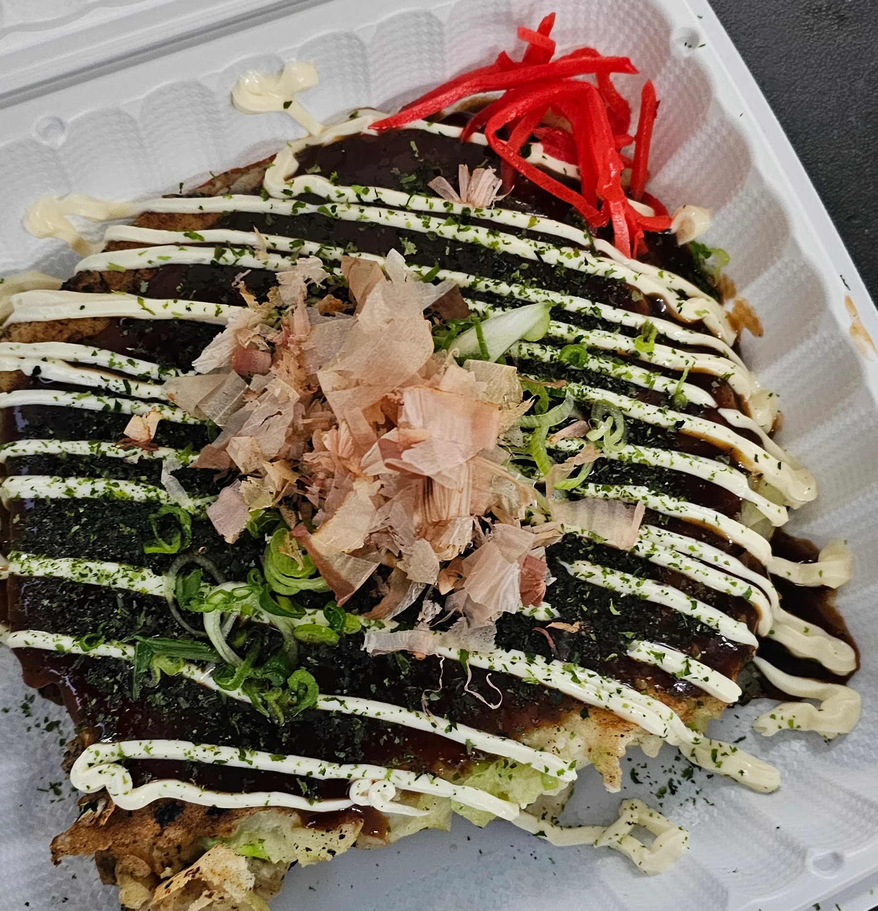 okonomiyaki japanese savory pancake in container