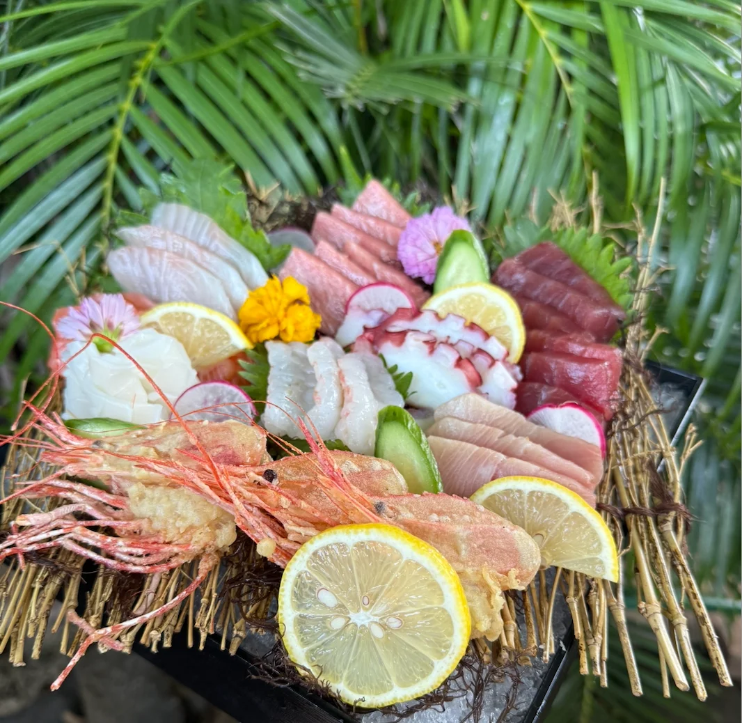 A photo of a selection of sahimi available for catering.