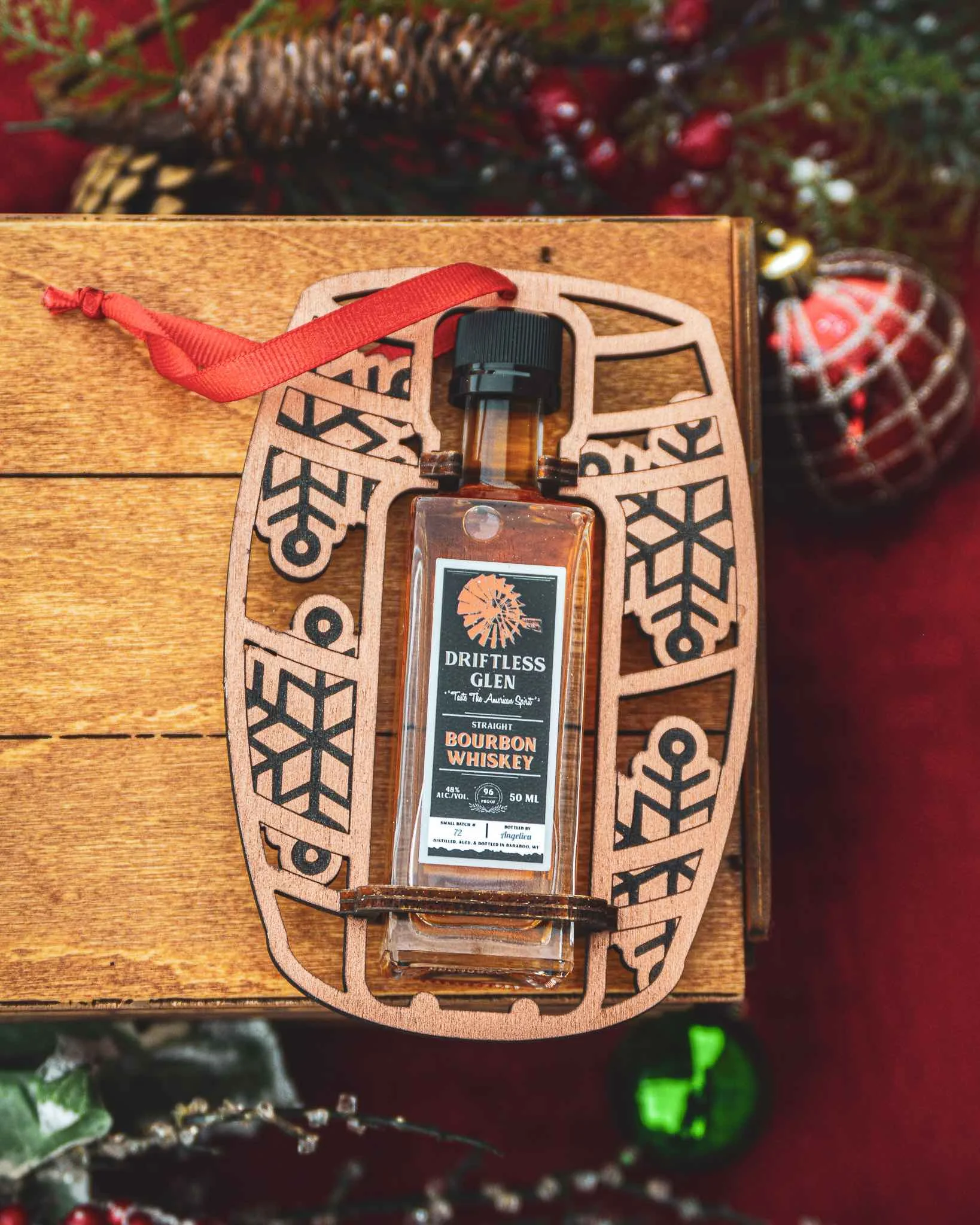 Mini Bottle Wooden Barrel Ornament