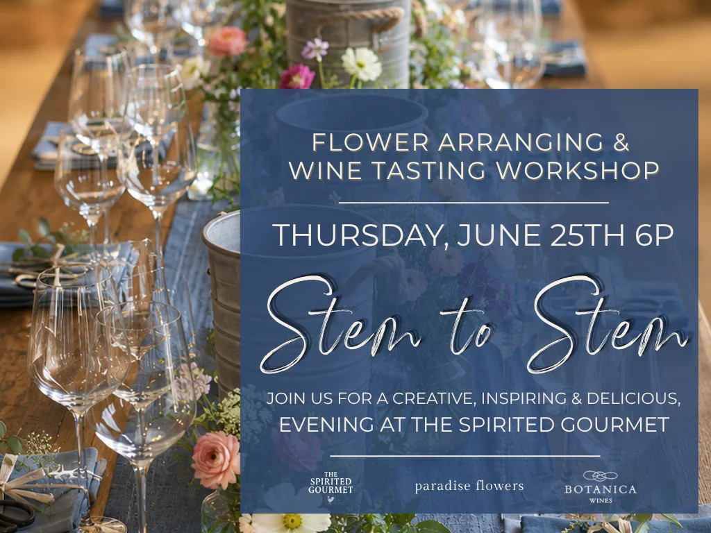 Elegant table setting for a flower arranging and wine tasting workshop