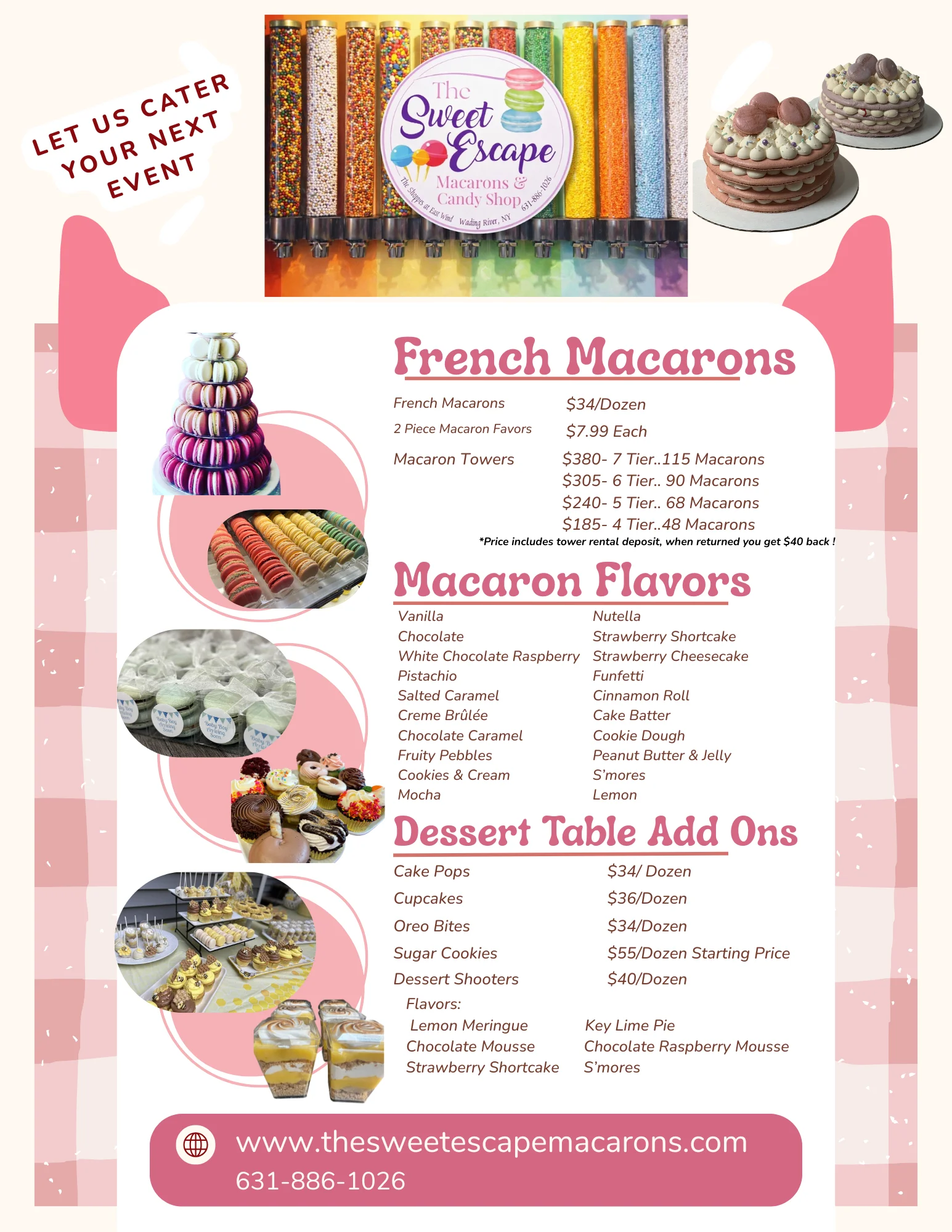 Colorful bakery menu featuring playful designs and various baked goods.
