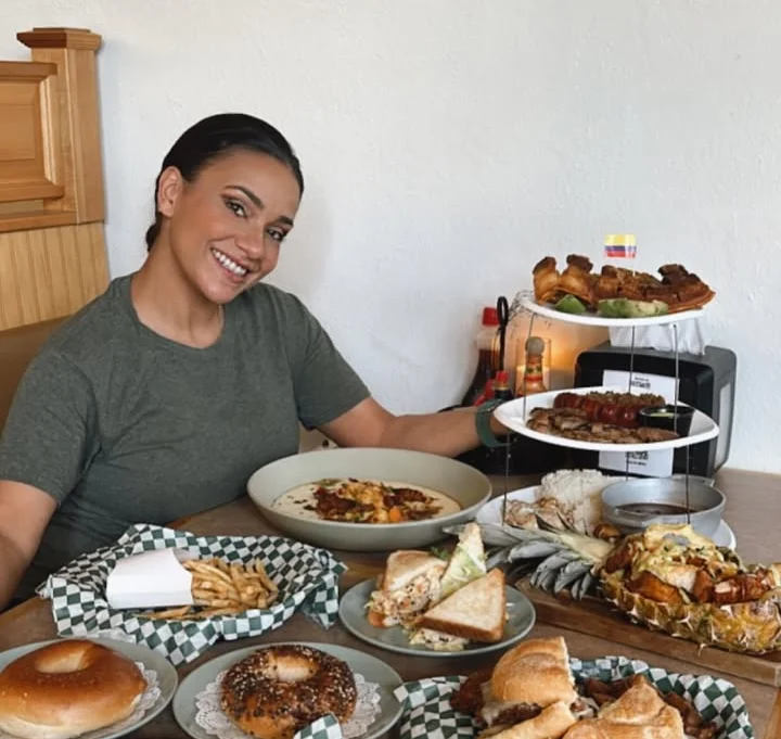 Variety of American comfort food dishes on a table