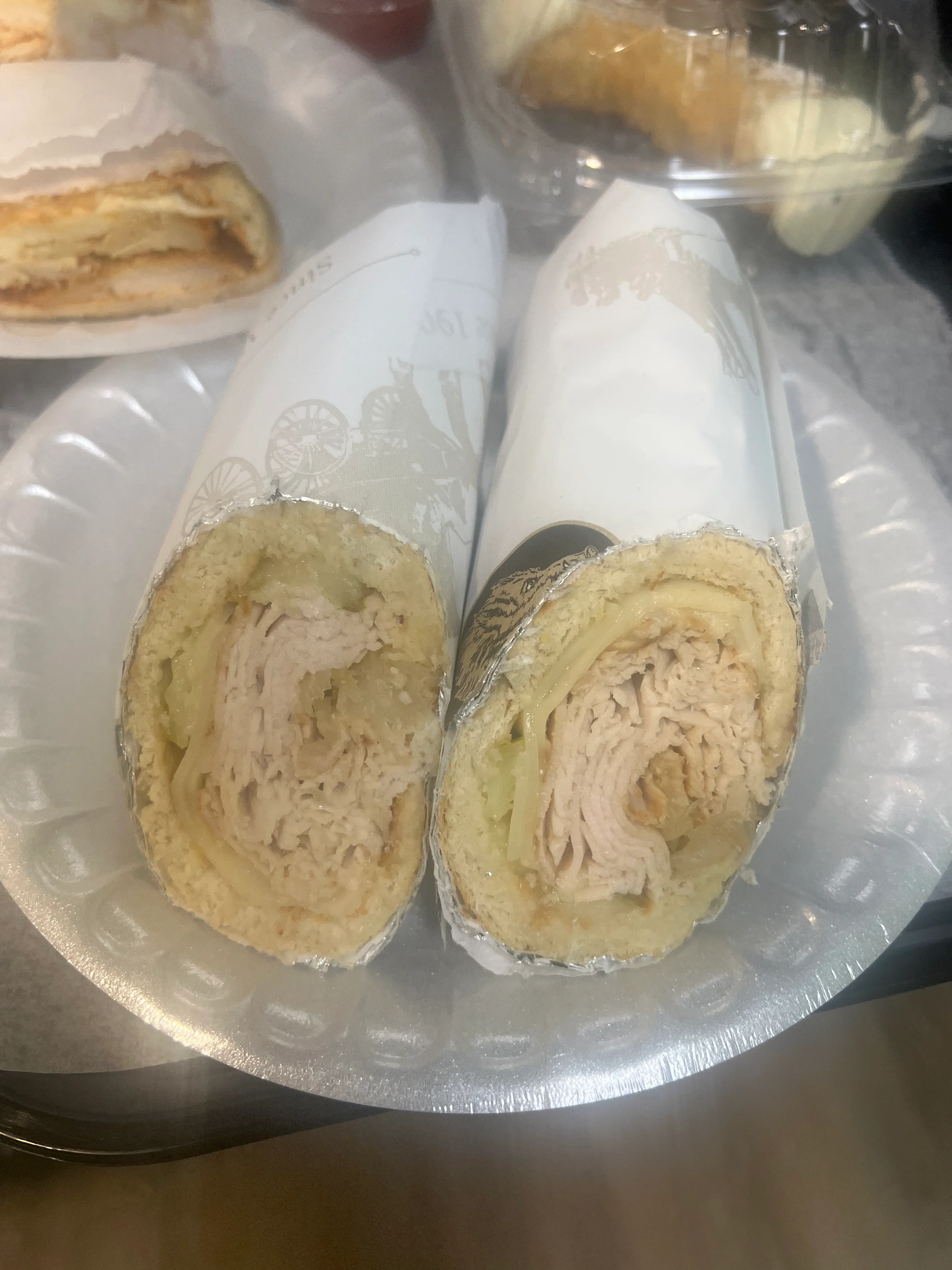 Turkey wrap with lettuce in a soft tortilla