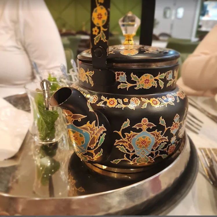 Ornate Moroccan teapot with floral designs