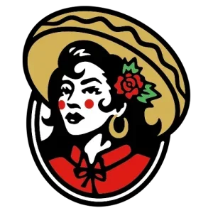 Stylized logo of a woman in traditional Mexican attire