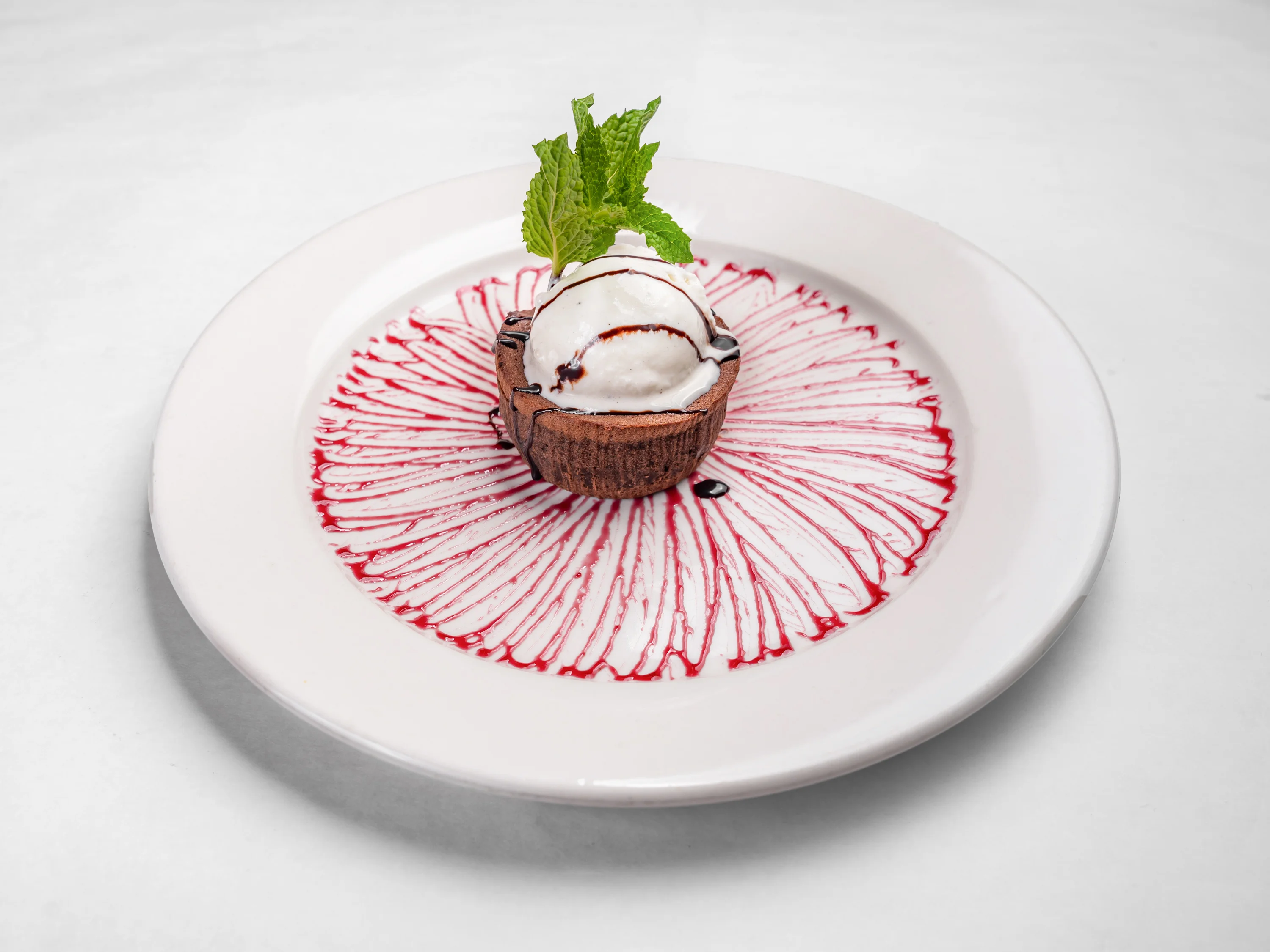 lava cake, served with vanilla ice cream