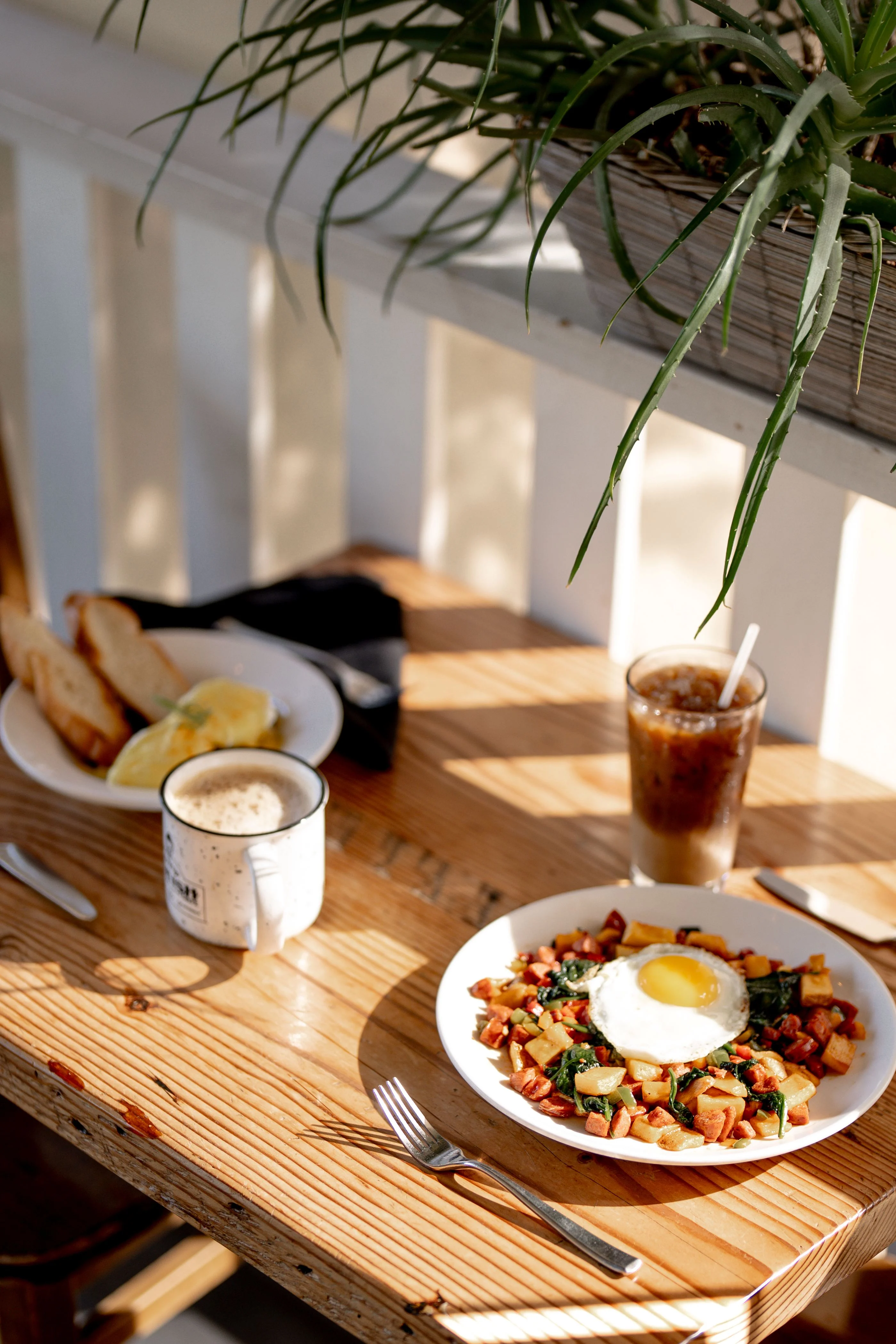 Hearty breakfast hash with fried egg