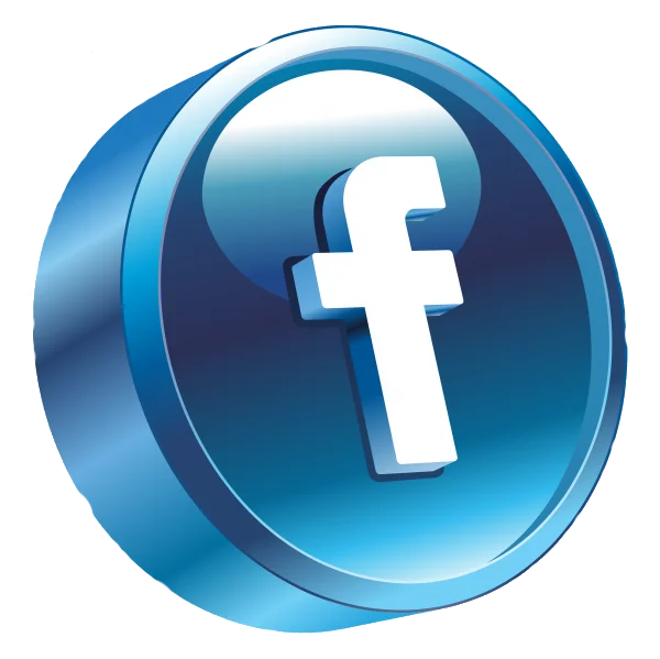 Facebook logo in a glossy blue design
