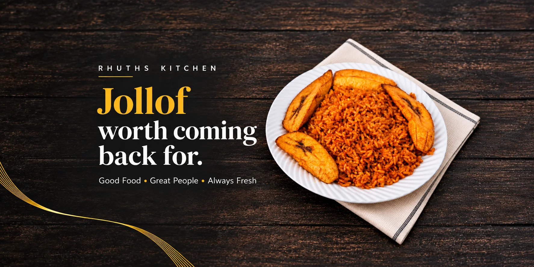 Delicious Nigerian jollof rice served with fried plantains on a white plate