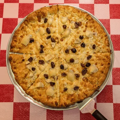 A speciality made pizza