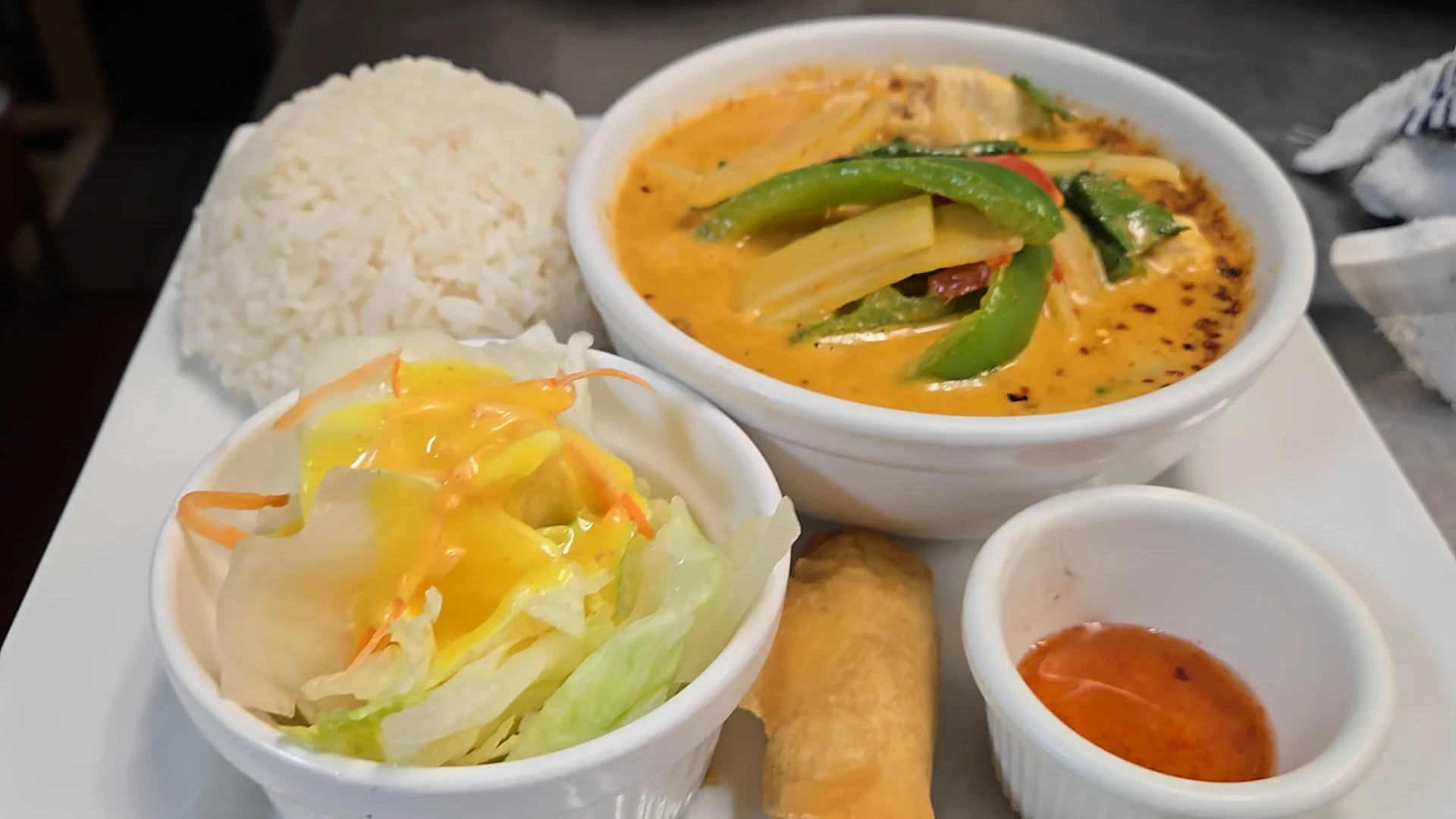 Thai red curry with vegetables and jasmine rice
