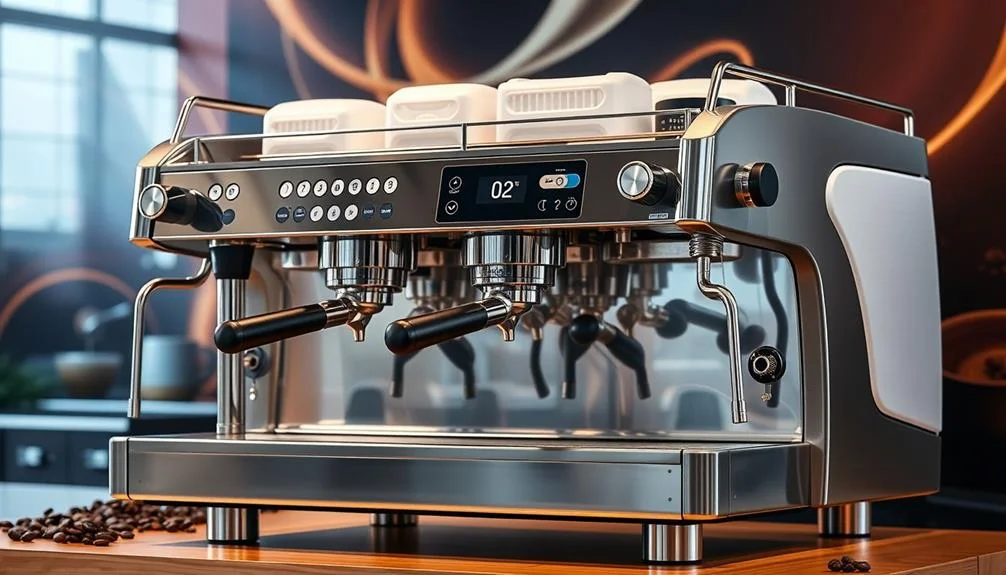 High-end espresso machine in a modern café setting