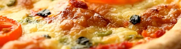 Close-up of a delicious Margherita pizza with melted cheese