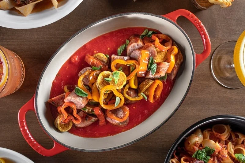 Italian sausage and peppers in marinara sauce
