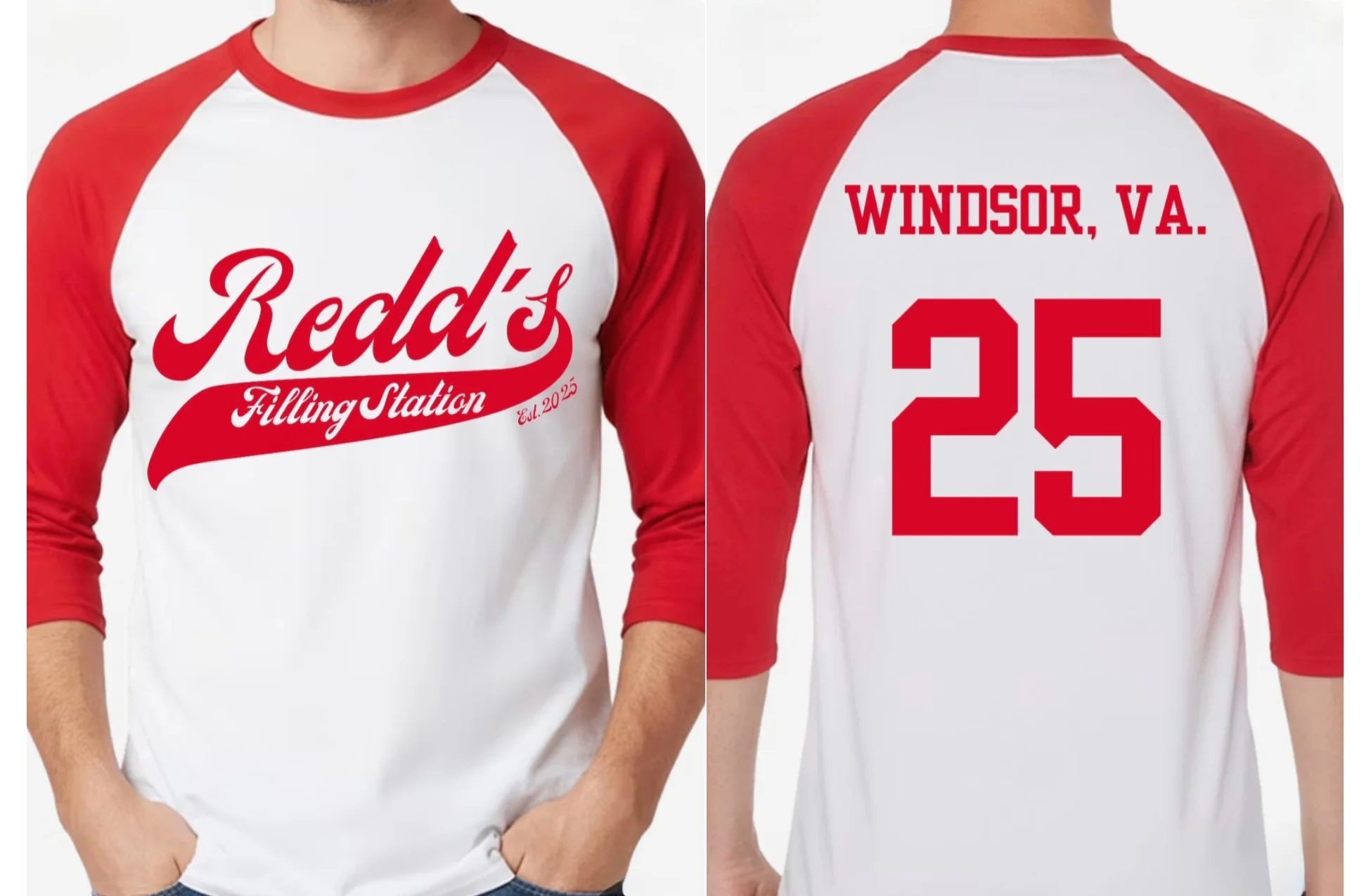 Redd's Filling Station baseball tee with vintage design