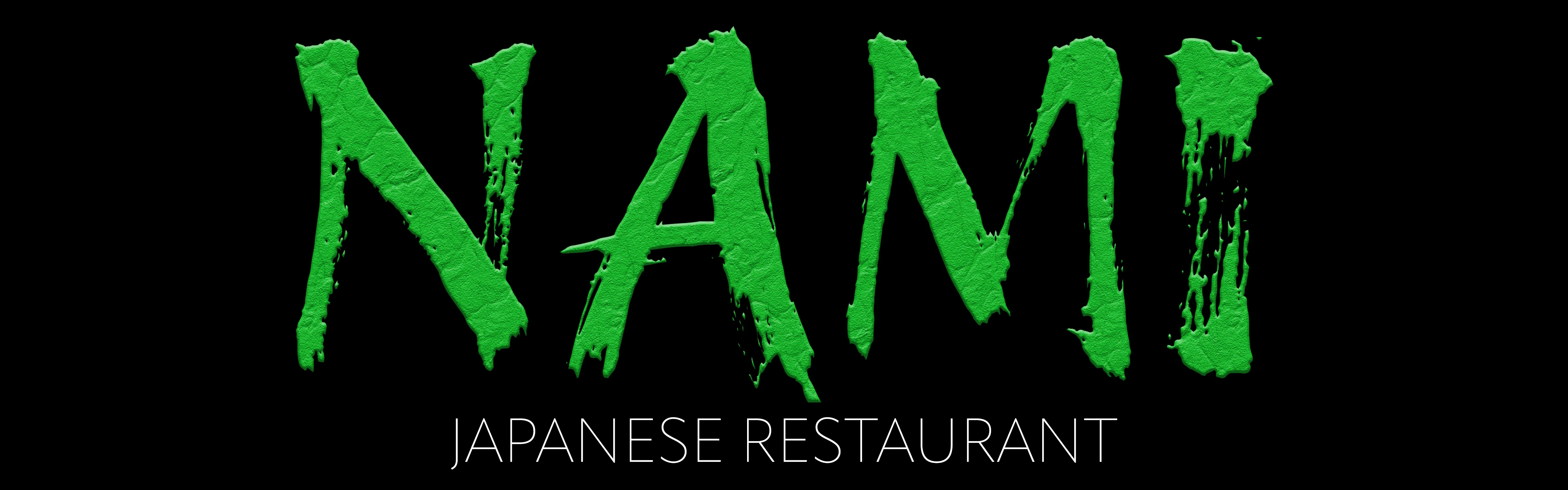 NAMI Japanese restaurant logo with green typography on a black background