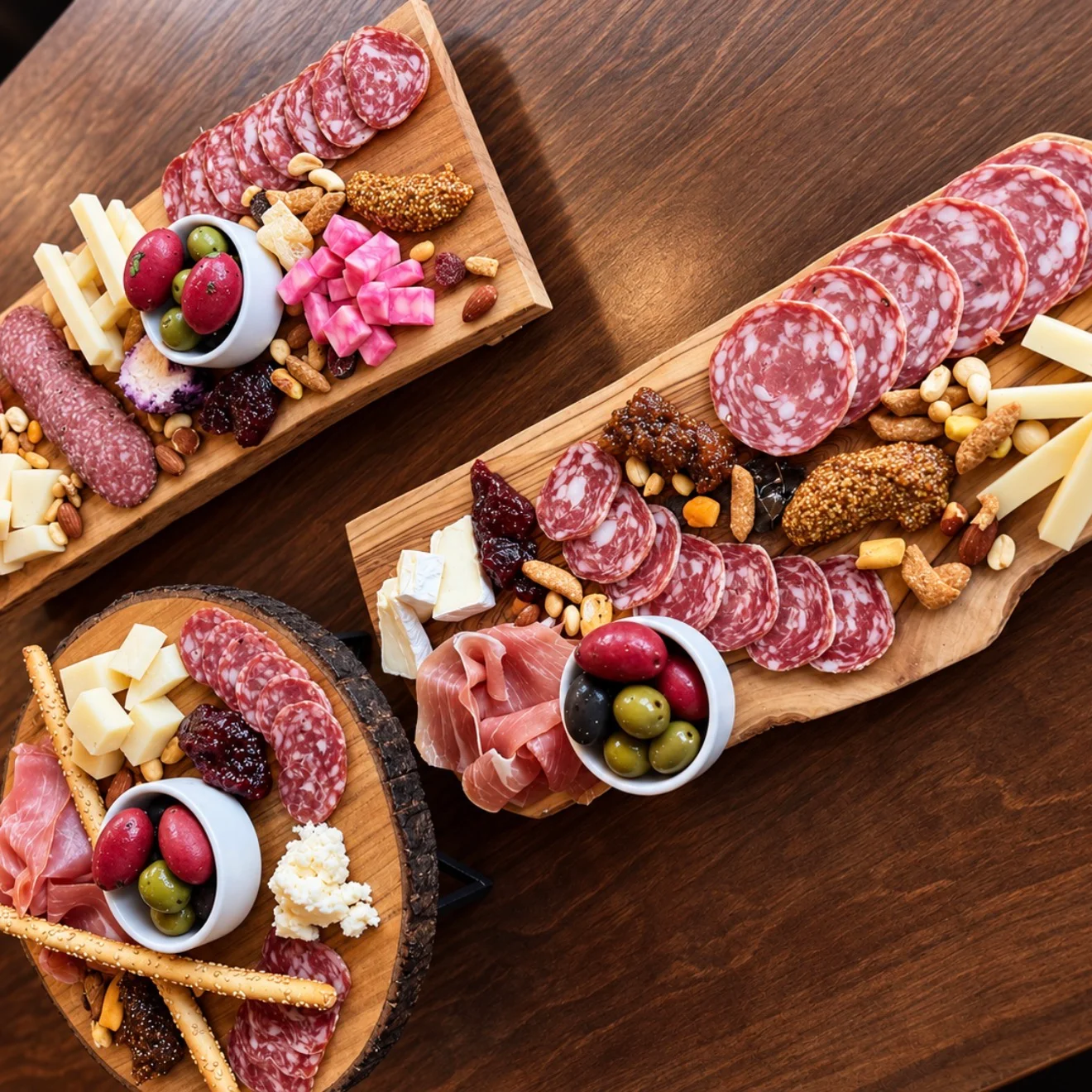 Delicious gourmet burger with fresh toppings on a wooden table