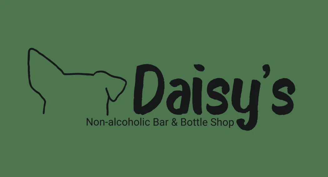 Logo with dog ears and "Daisy's non-alcoholic bar & bottle shop" in text