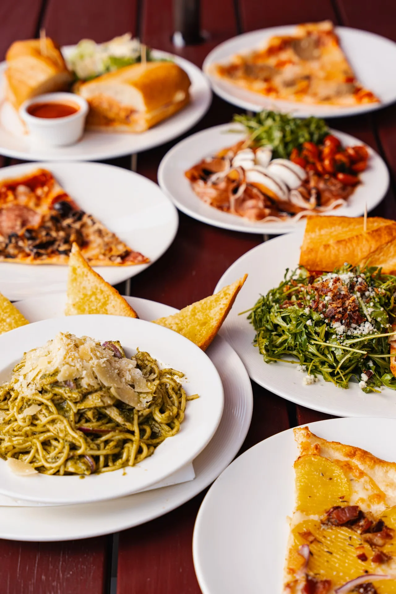 variety of pizza and pasta dishes