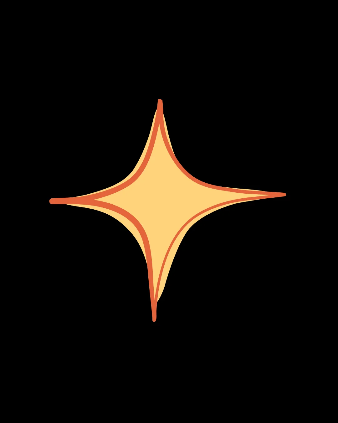 Stylized star graphic with warm colors