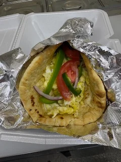 Mediterranean pita wrap with fresh vegetables