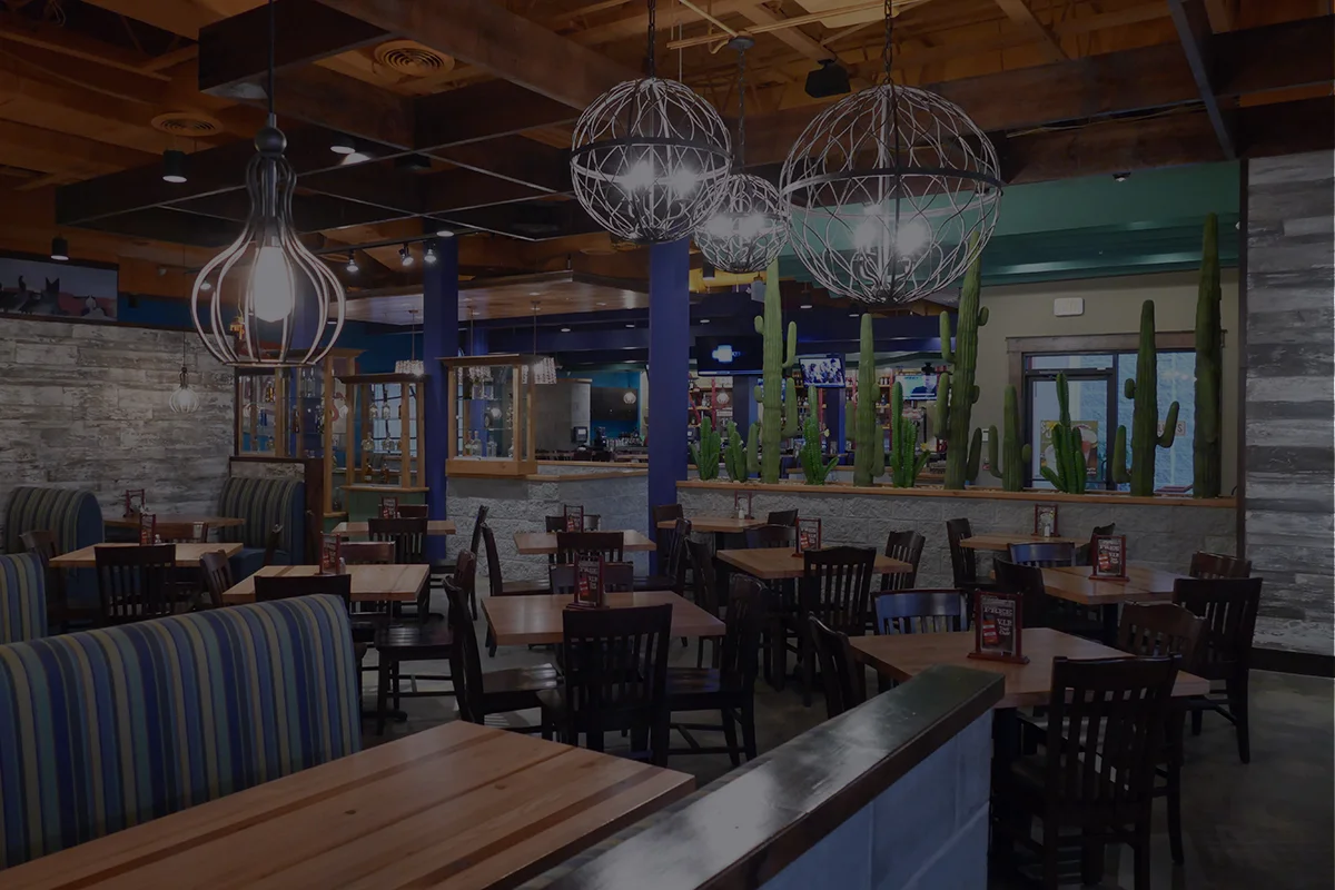 Cozy restaurant interior with modern decor and warm lighting