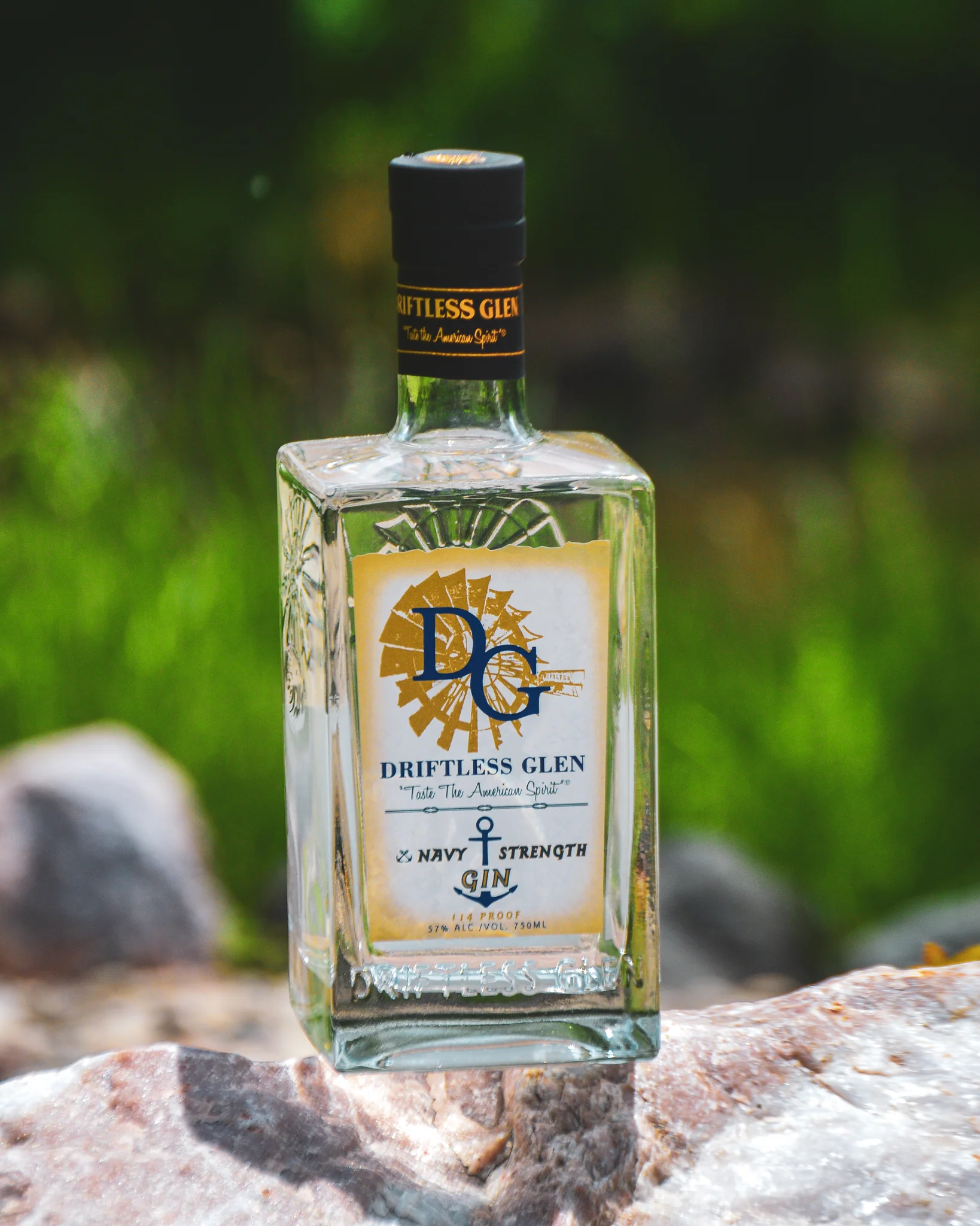A bottle of Navy Strength Gin