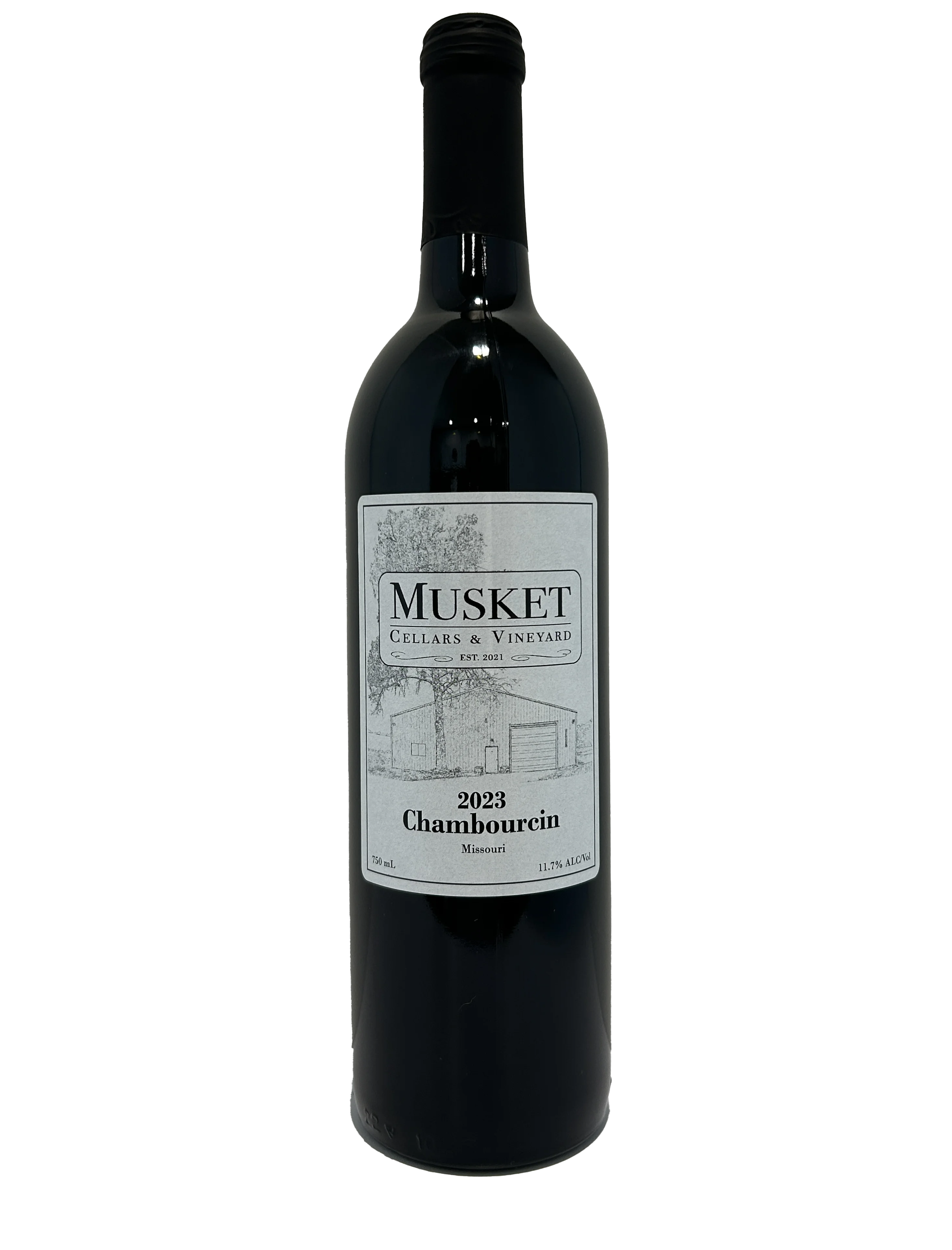 2024 Chambourcin red wine bottle from Musket Cellars