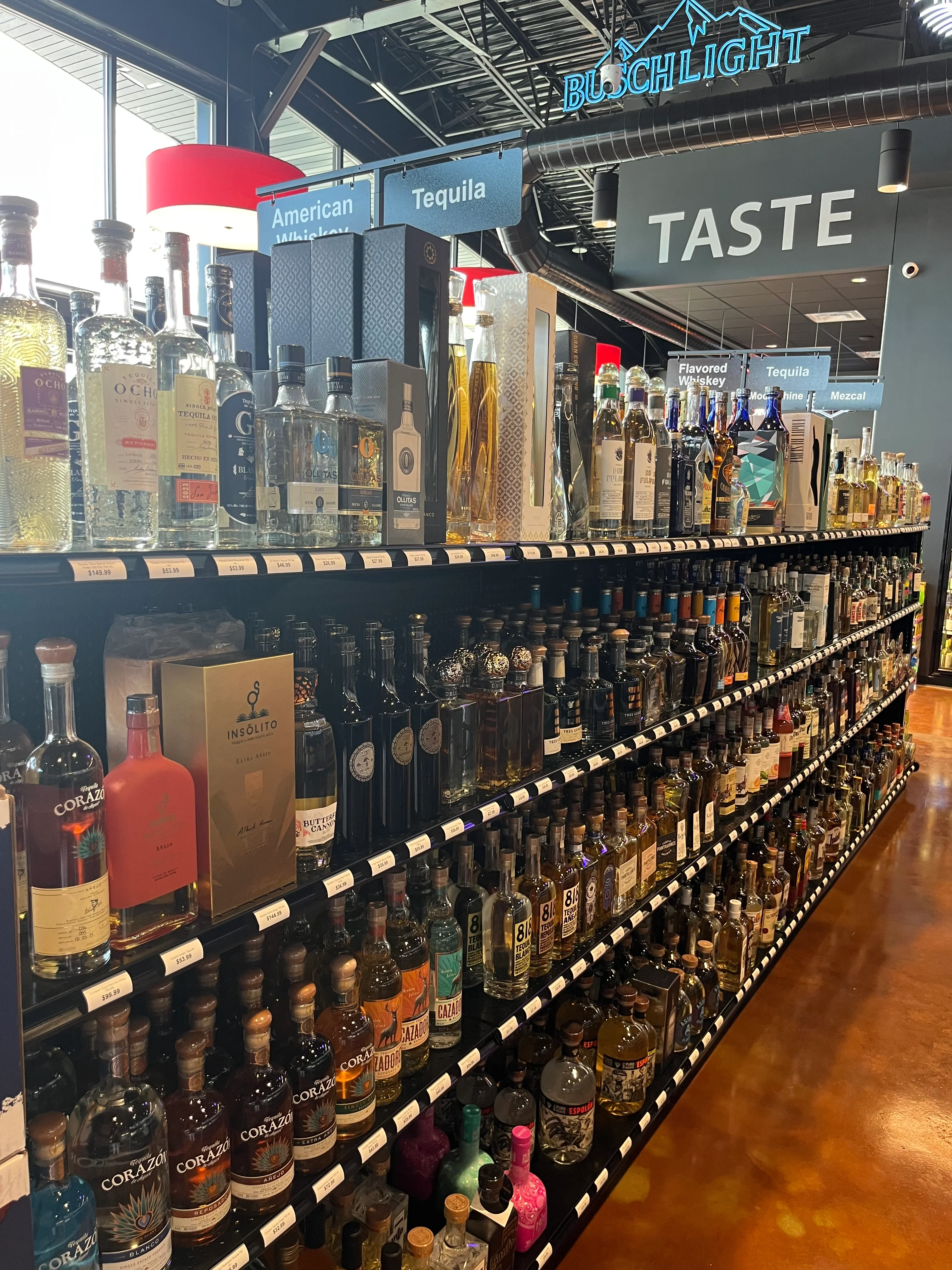 A lineup of wine bottles