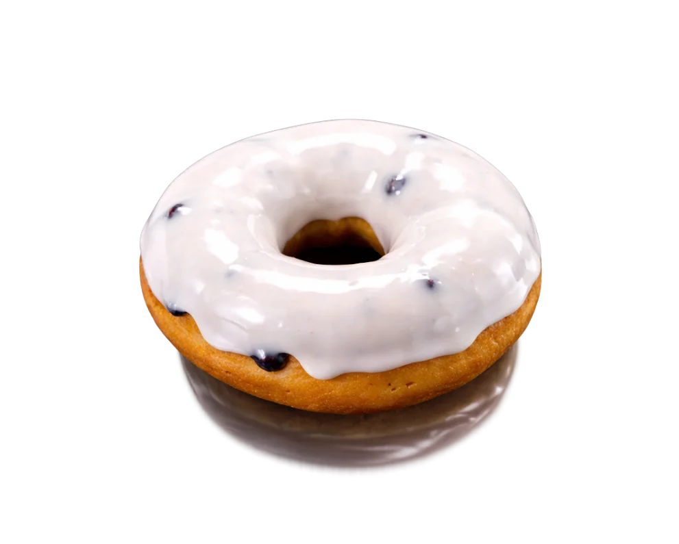 Red velvet cake donut dipped in vanilla glaze or chocolate glaze.