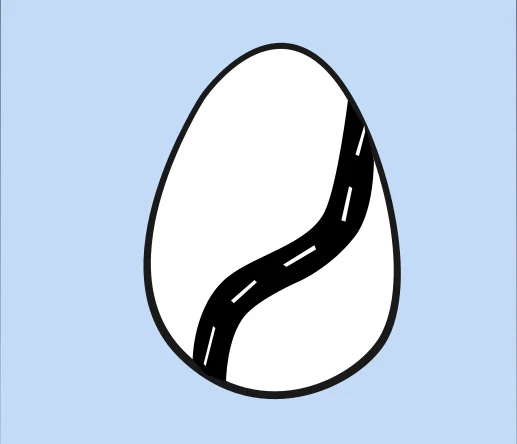 Abstract illustration of a winding road inside an egg shape