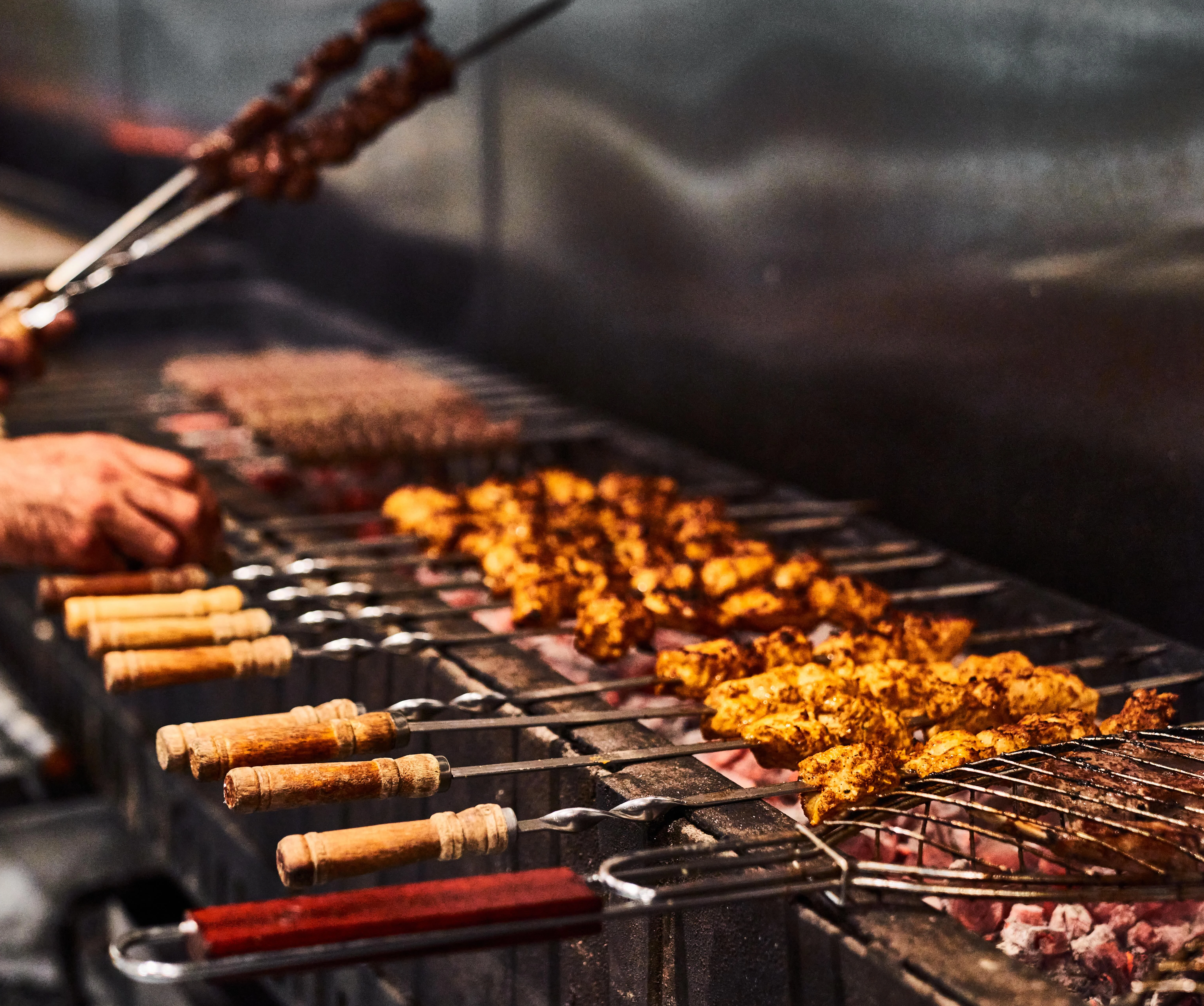Mesquite-grilled meat on a BBQ