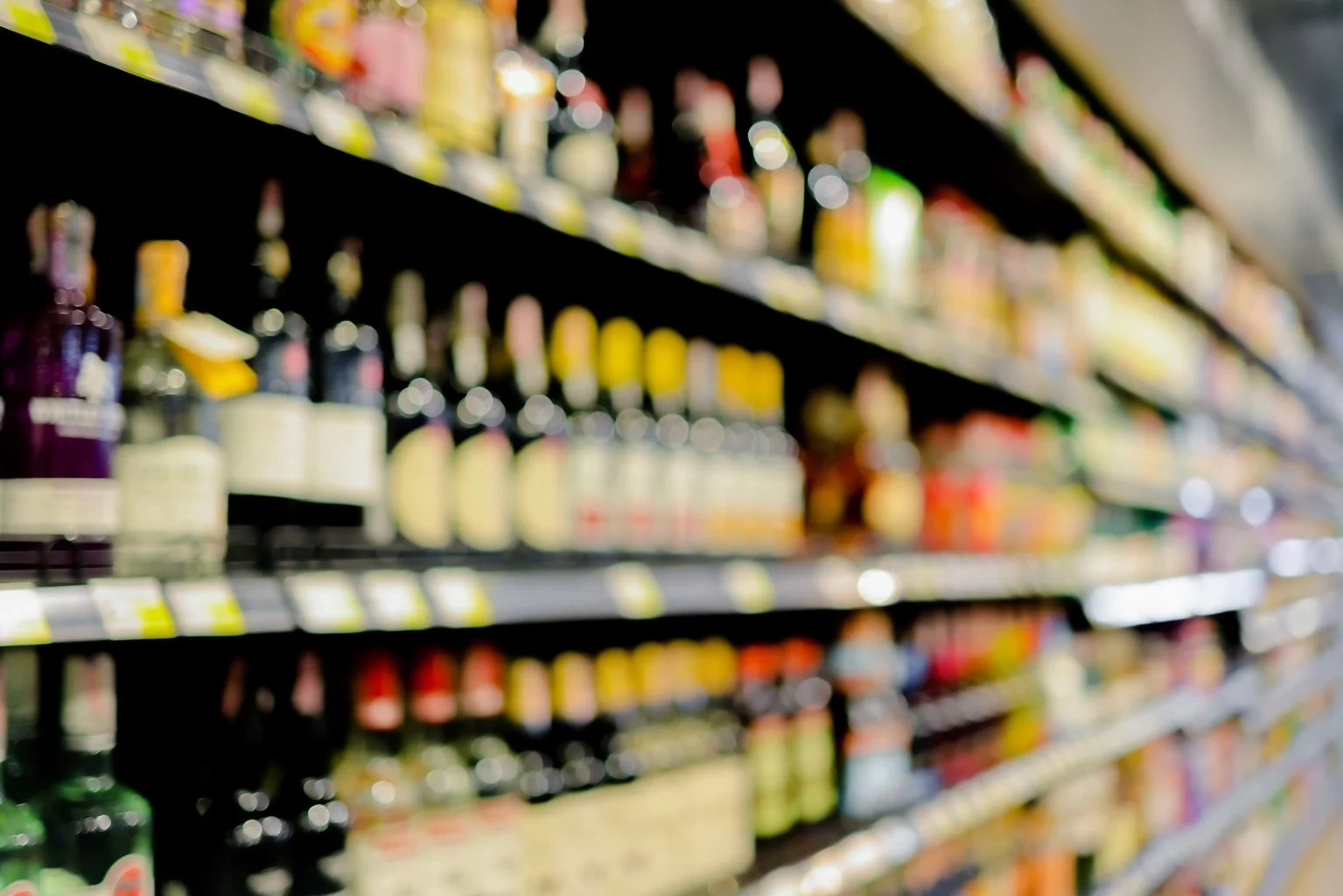 Variety of alcoholic beverages on store shelves